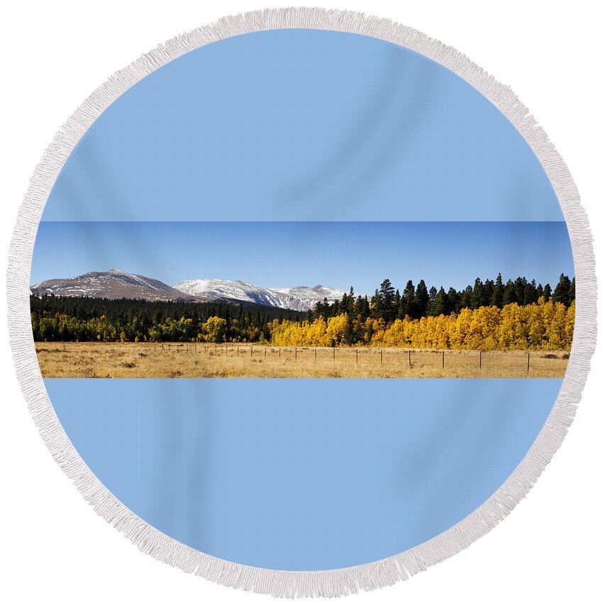 Colorful Round Beach Towel featuring the photograph Rocky Mountain Autumn by Marilyn Hunt