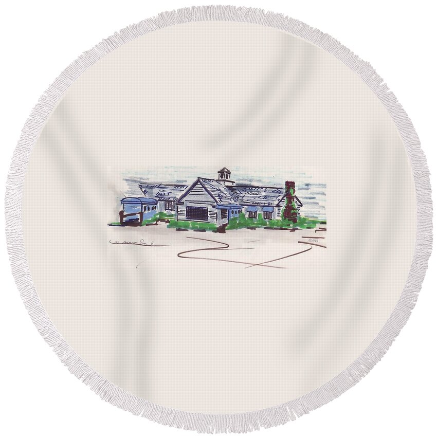 Images Of Danvers Round Beach Towel featuring the drawing Rommies by Paul Meinerth