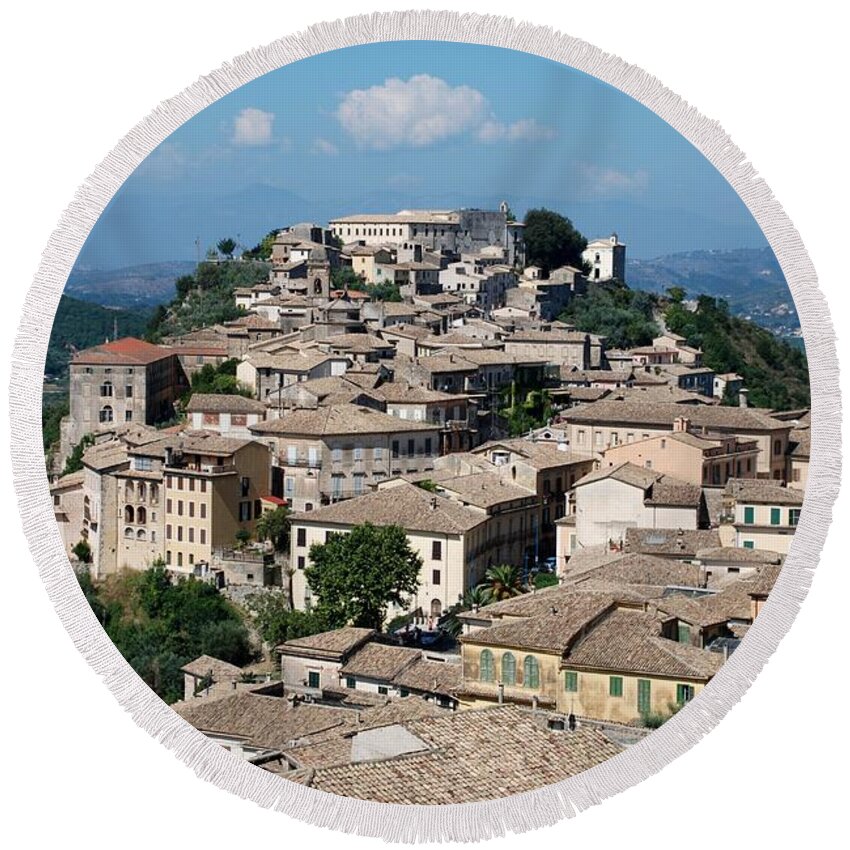 Arpino Round Beach Towel featuring the photograph Rooftops of the Italian City by Dany Lison