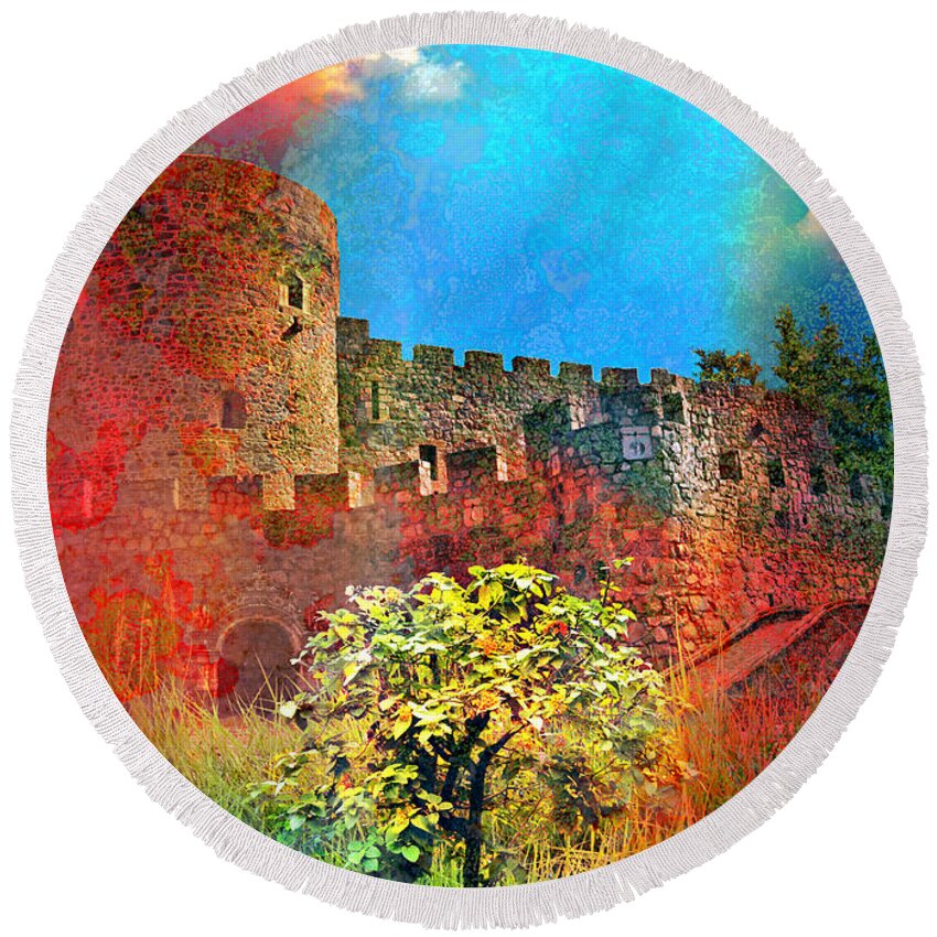 Royal Grove Round Beach Towel featuring the painting Royal Grove by Ally White