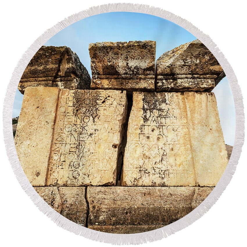 Greco-roman Round Beach Towel featuring the photograph Ruins Of Graves, Hierapolis Pamukkale by Reynold Mainse