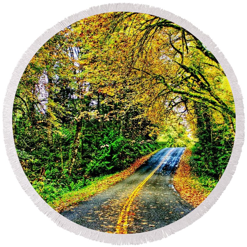 Autumn Round Beach Towel featuring the photograph Running Behind by Benjamin Yeager