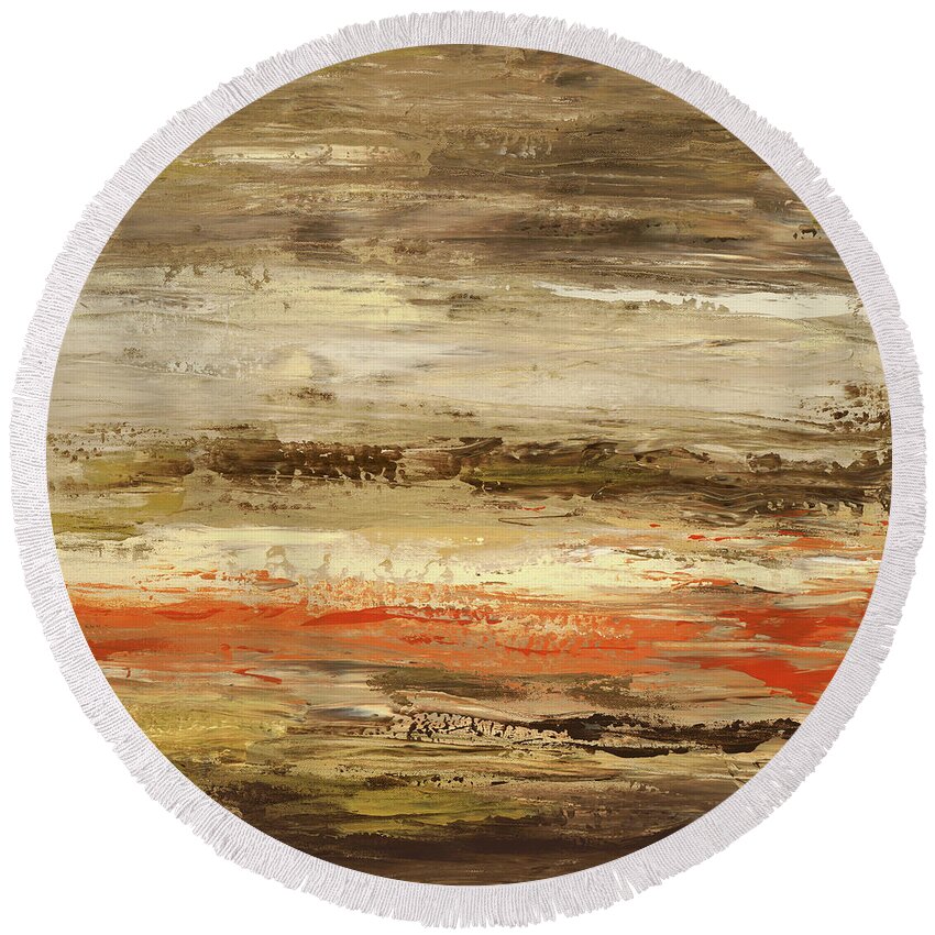 Abstract Round Beach Towel featuring the painting Rusty by Tamara Nelson