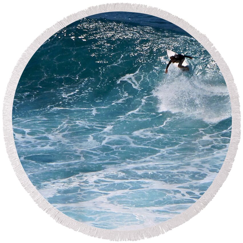 Surf Round Beach Towel featuring the photograph S-Turns by Kathy Corday