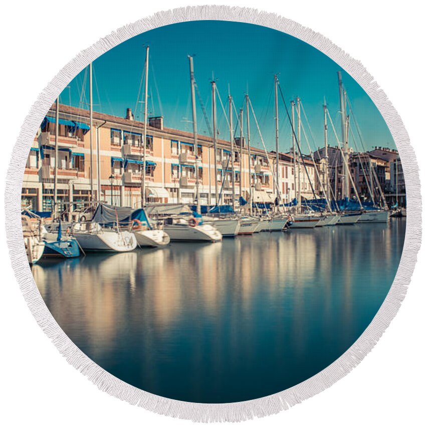 Friaul-julisch Venetien Round Beach Towel featuring the photograph Sailing Ships by Hannes Cmarits