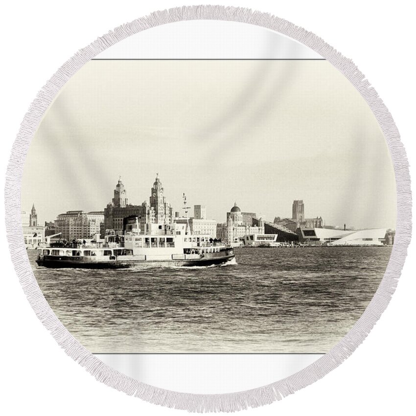  Round Beach Towel featuring the photograph Sailing up the Mersey by Spikey Mouse Photography