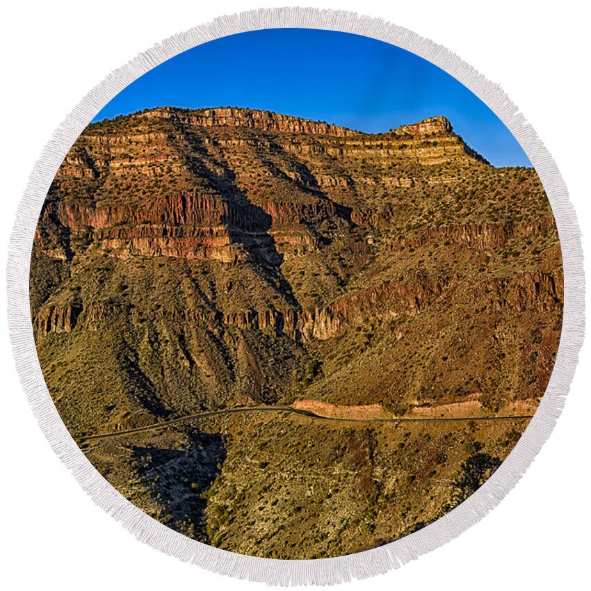 Arizona Round Beach Towel featuring the photograph Salt River Canyon 45 by Mark Myhaver