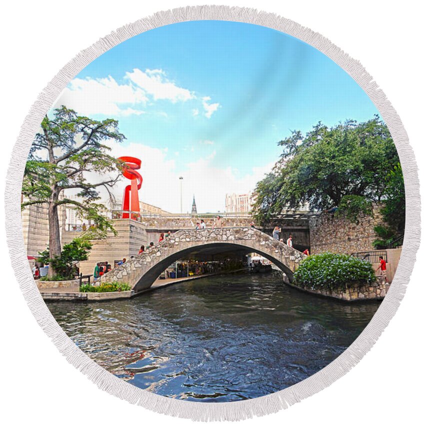 River Walk Round Beach Towel featuring the photograph San Antonio River Walk by C H Apperson