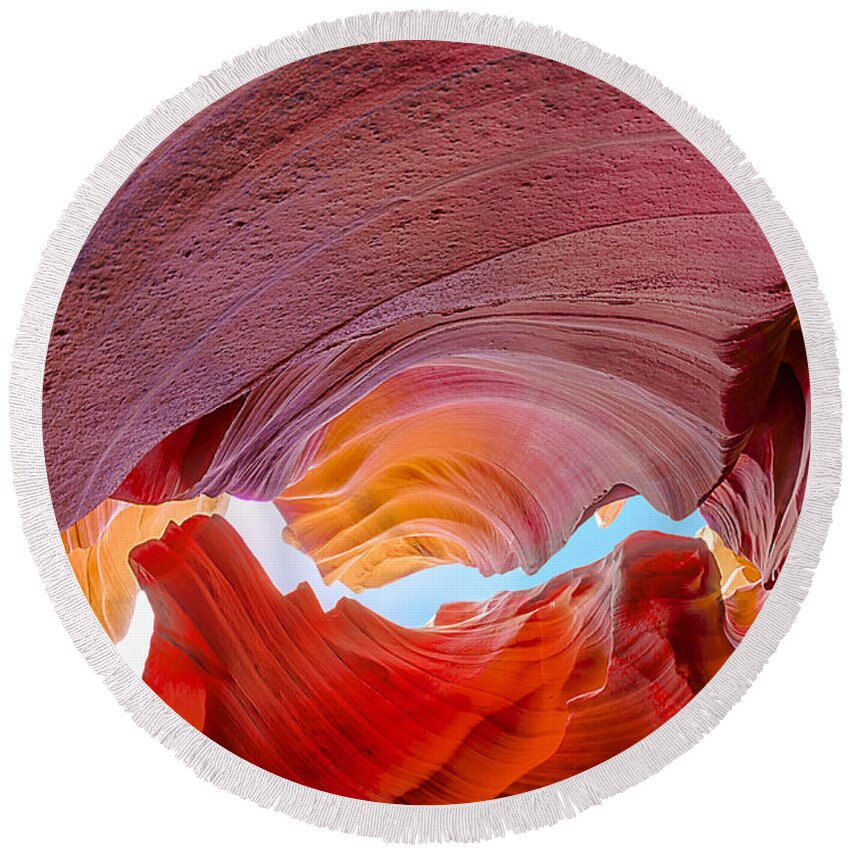 Antelope Canyon Round Beach Towel featuring the photograph Sandstone Chasm by Jason Chu