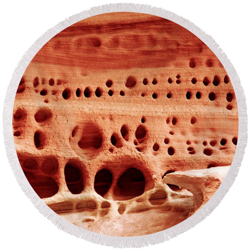 Abstract Round Beach Towel featuring the photograph Sandstone Designs by Aidan Moran