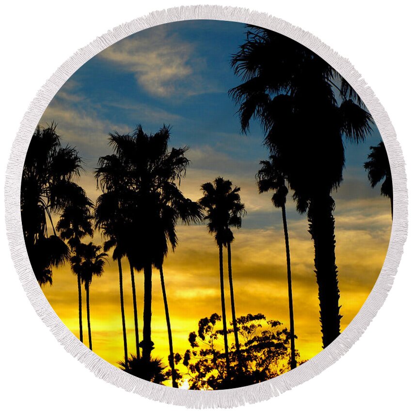 Santa Barbara Round Beach Towel featuring the photograph Santa Barbara Sunset by Gia Marie Houck