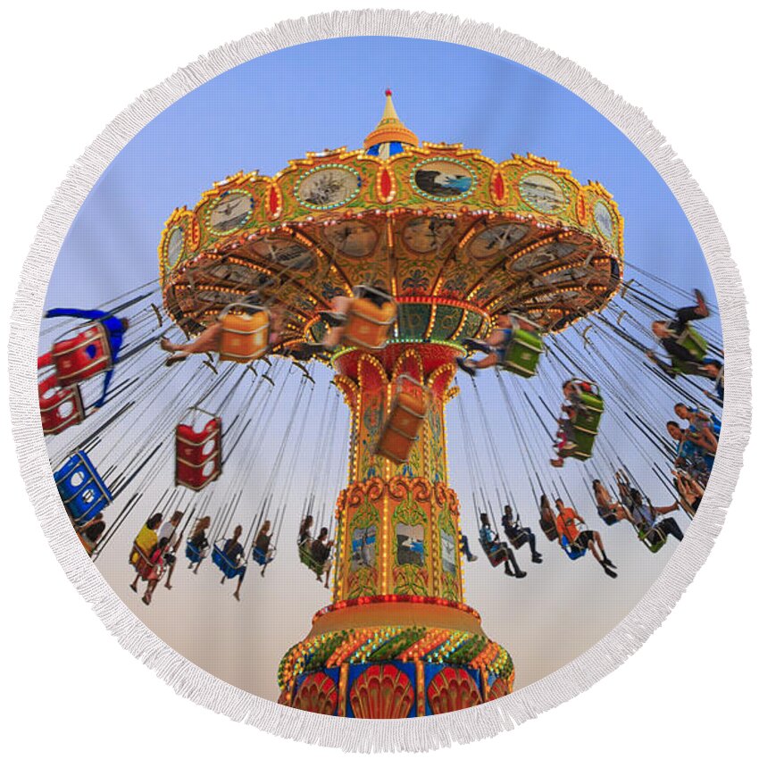 Carnival Round Beach Towel featuring the photograph Santa Cruz SeaSwing at Sunset 8 by Scott Campbell