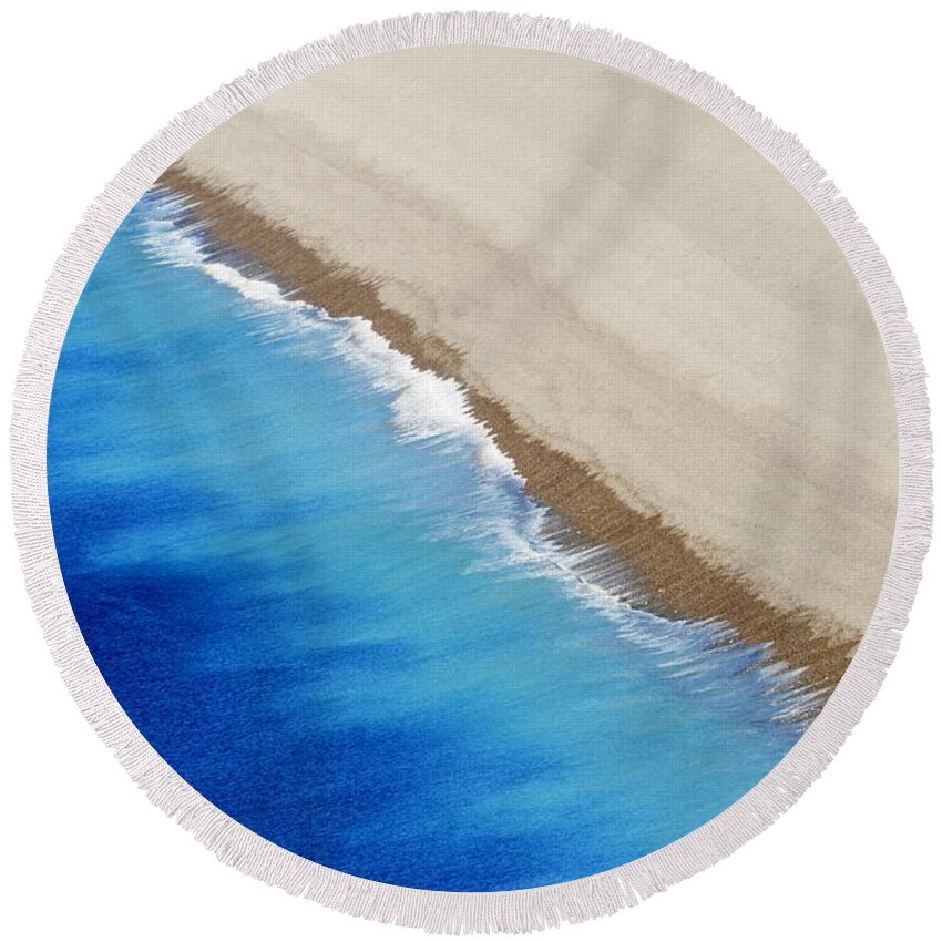 Sea And Sand Round Beach Towel featuring the photograph Sea And Sand by Wendy Wilton