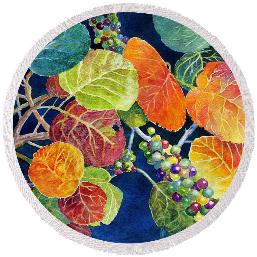 Seagrapes Round Beach Towel featuring the painting Sea Grapes II by Roger Rockefeller