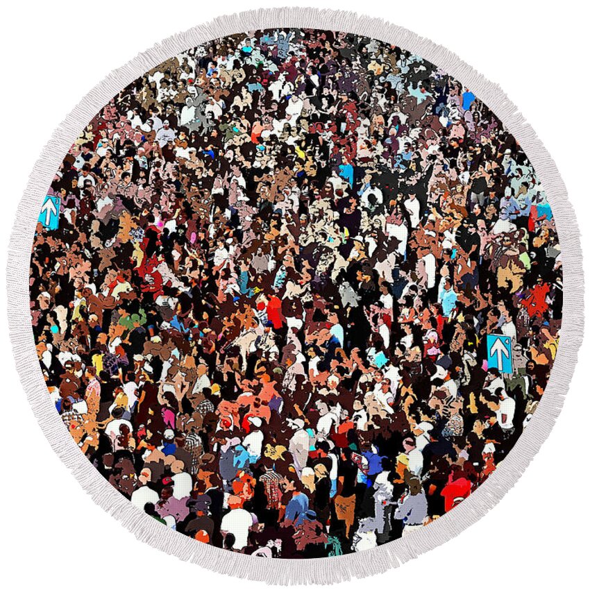 Sea Of People Round Beach Towel featuring the photograph Sea Of People by Glenn McCarthy Art and Photography