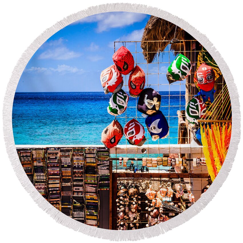 Cassette Round Beach Towel featuring the photograph Seaside Market by Melinda Ledsome