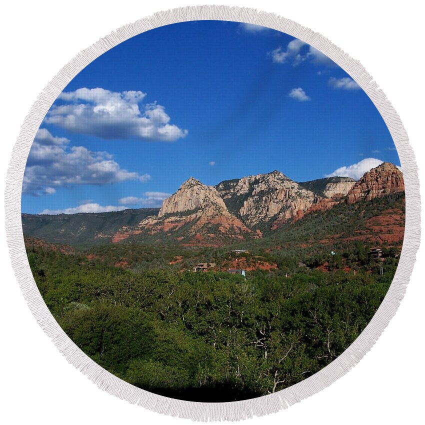 Valley Round Beach Towel featuring the photograph Sedona-3 by Dean Ferreira