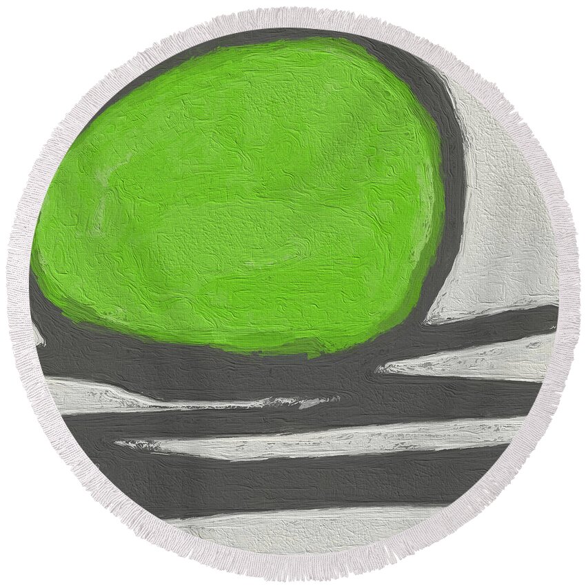 Abstract Round Beach Towel featuring the painting Seed by Linda Woods