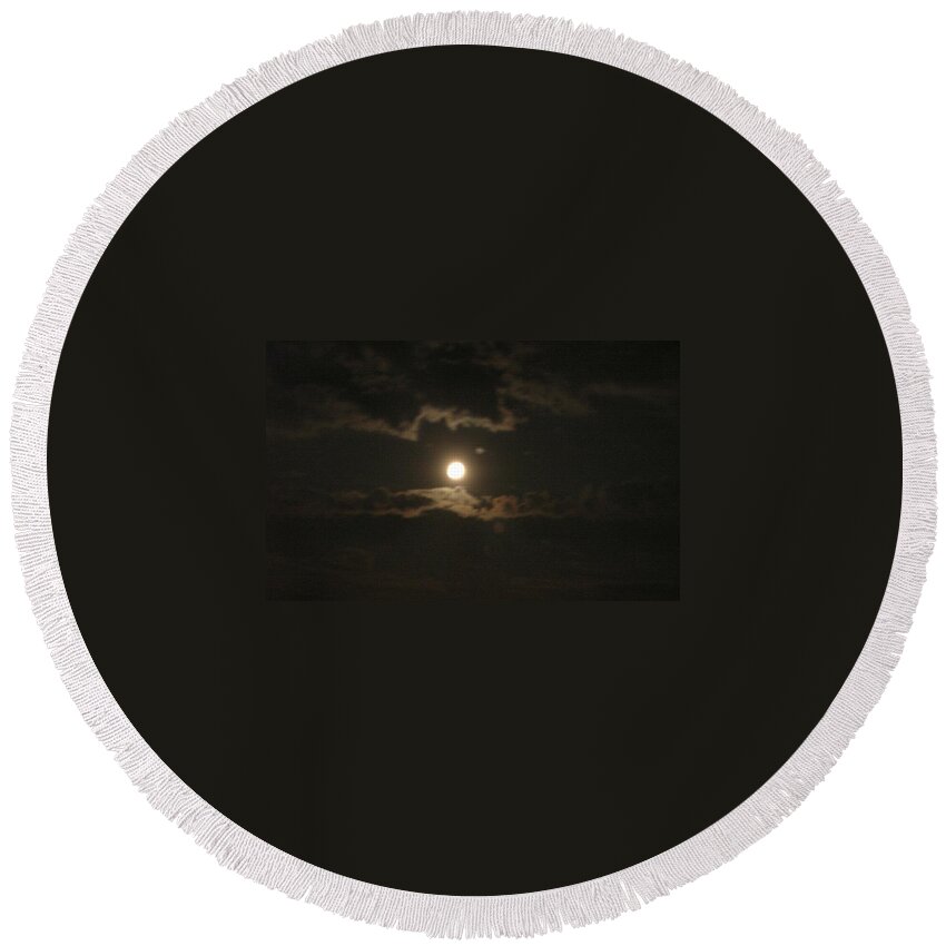 September Moonlight Round Beach Towel featuring the photograph September Moonlight by Emmy Marie Vickers