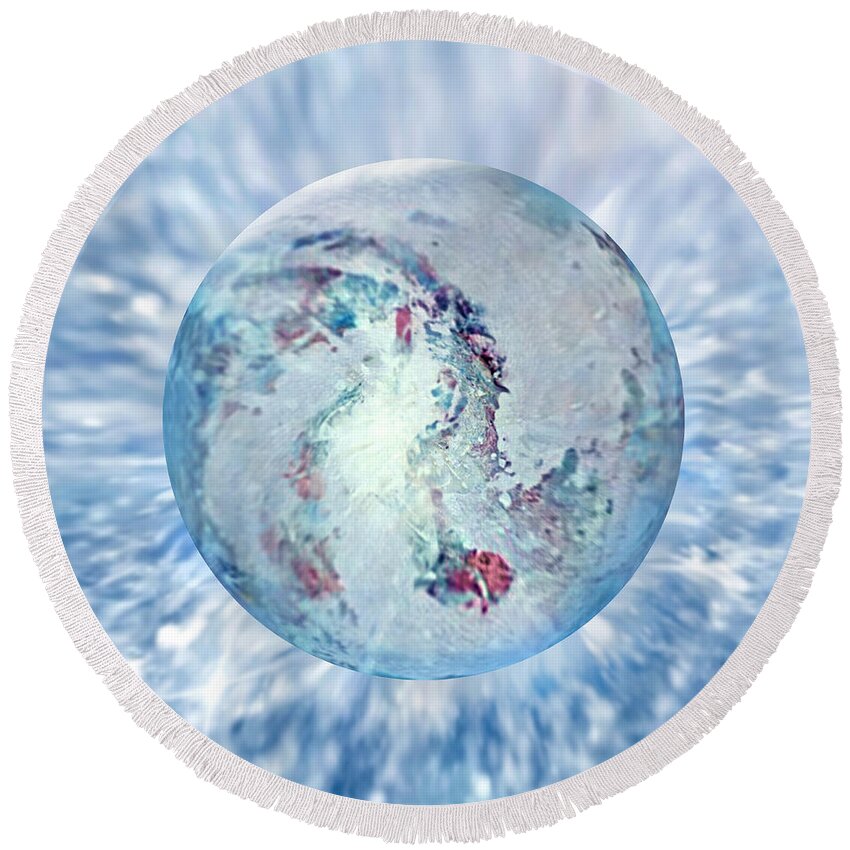 Winter Abstract Round Beach Towel featuring the painting Shades of Winter by Robin Moline