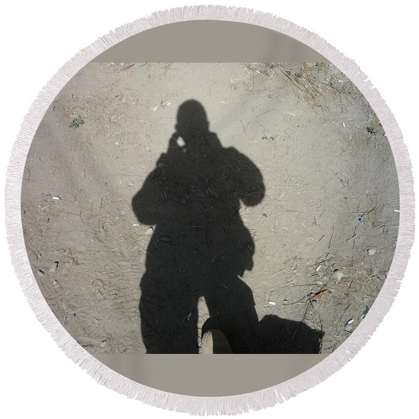 Shadow Round Beach Towel featuring the photograph Shadow in Afghanistan by Shea Holliman