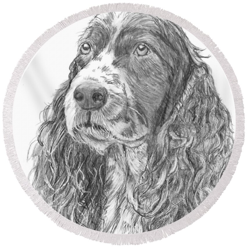 Dog Round Beach Towel featuring the drawing Sibley by Quwatha Valentine