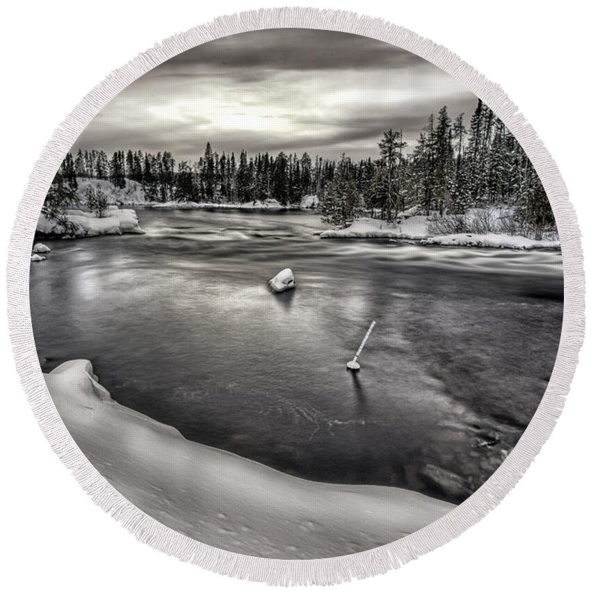 Canada Round Beach Towel featuring the photograph Silver Falls by Jakub Sisak