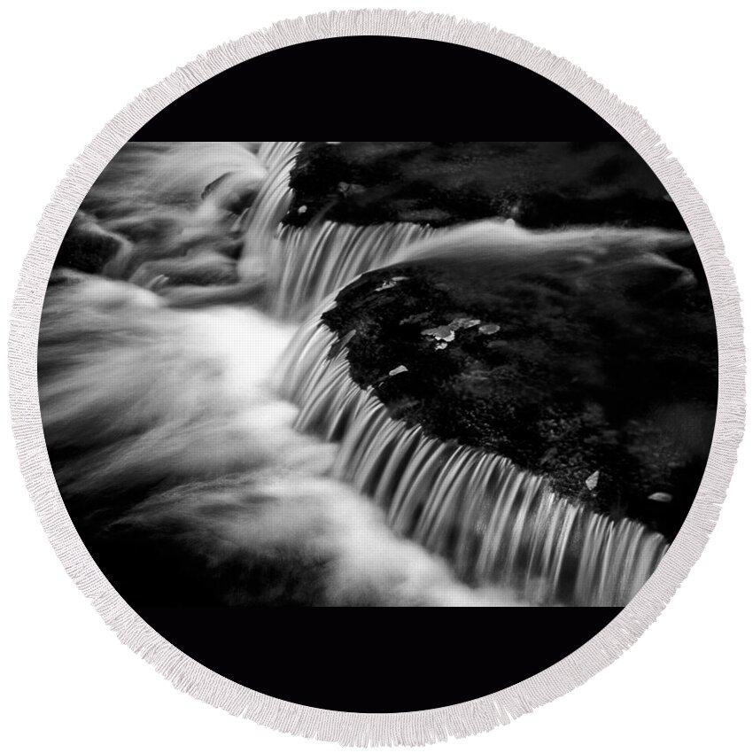 Falls Round Beach Towel featuring the photograph Silvery Falls by Paul W Faust - Impressions of Light