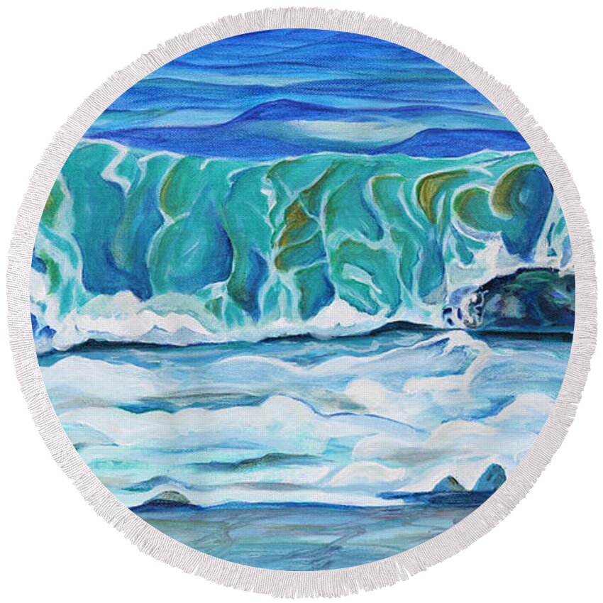 Wave Round Beach Towel featuring the painting Simple Rhythms by Trina Teele