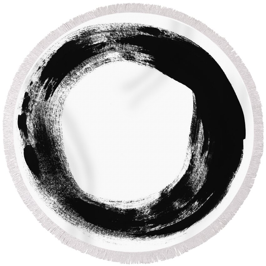 Enso Round Beach Towel featuring the painting Simplicity by Linda Woods