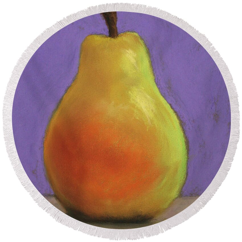 Pear Round Beach Towel featuring the pastel Simply Pear by Marna Edwards Flavell