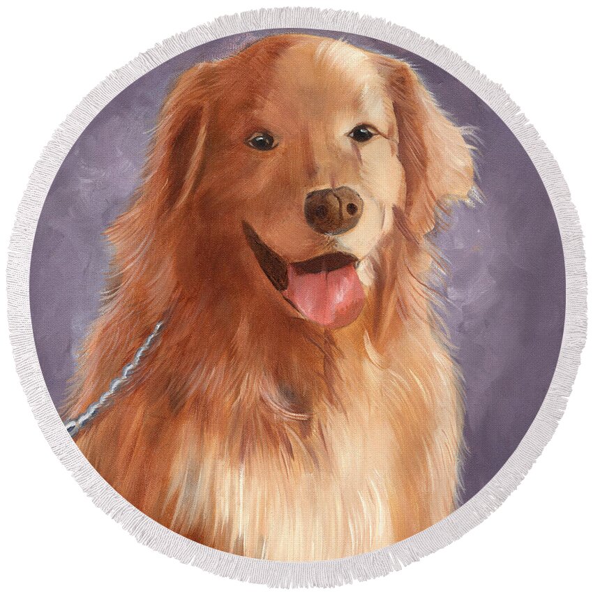 Pets Round Beach Towel featuring the painting Sir Angus by Kathie Camara