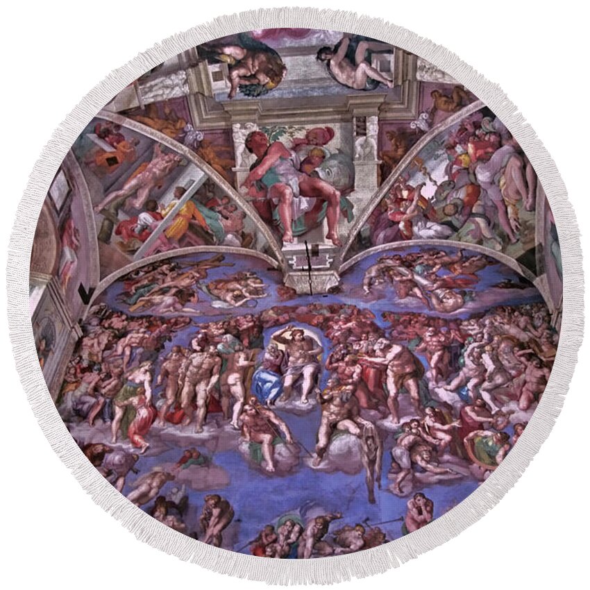 Vatican Round Beach Towel featuring the photograph Sistine Chapel by Allen Beatty