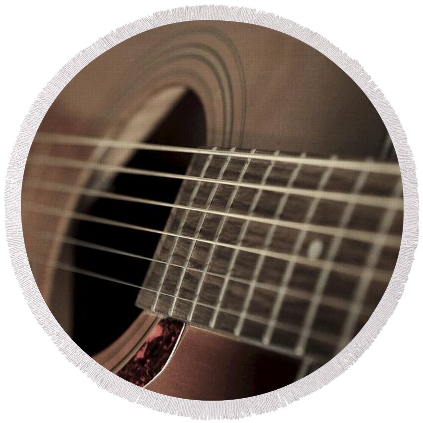 Six String Round Beach Towel featuring the photograph Six String by Photographic Arts And Design Studio