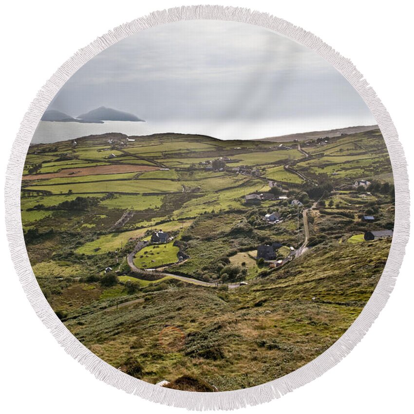 Ireland Digital Photography Round Beach Towel featuring the digital art Skellig Michael and Little Skellig by Danielle Summa
