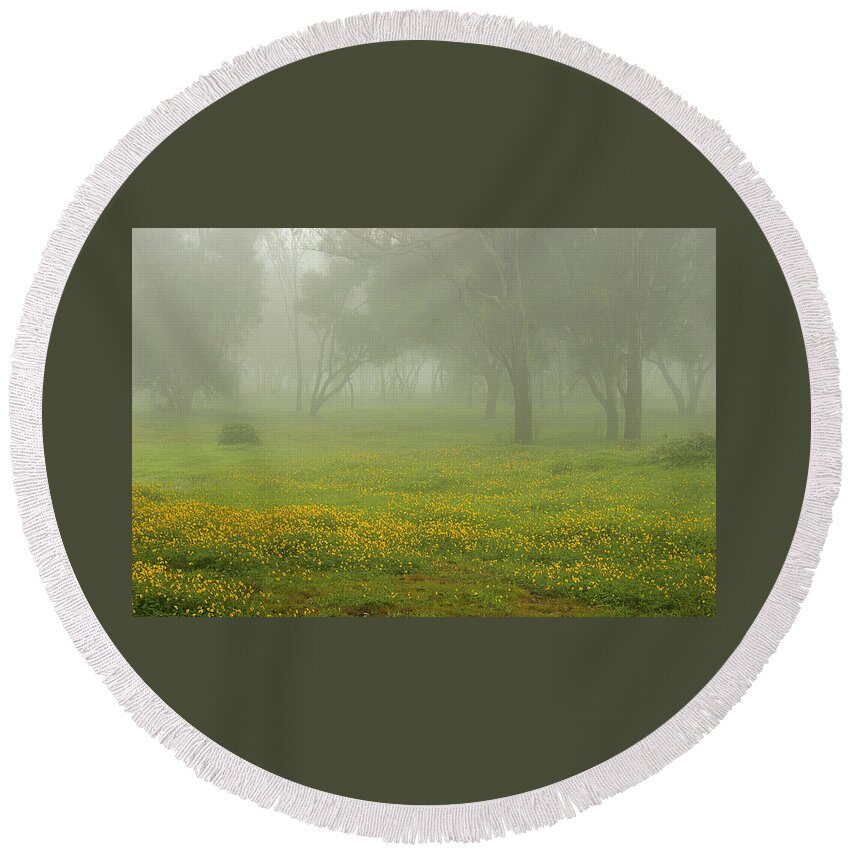 Landscape Round Beach Towel featuring the photograph SKC 0835 Romance in the Meadows by Sunil Kapadia