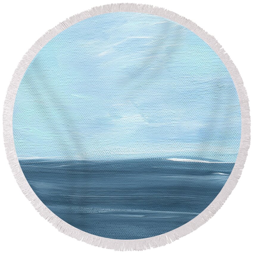 Coast Round Beach Towel featuring the painting Sky and Sea by Linda Woods