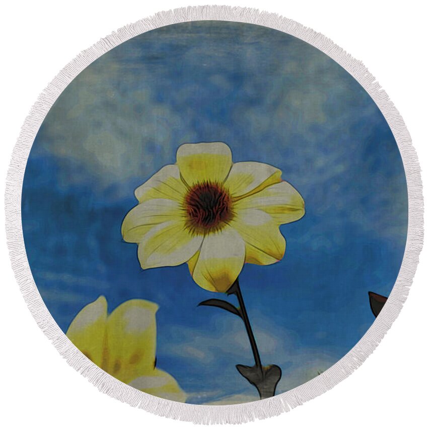 Flowers Round Beach Towel featuring the photograph Sky Full of Sunshine by Spencer Hughes
