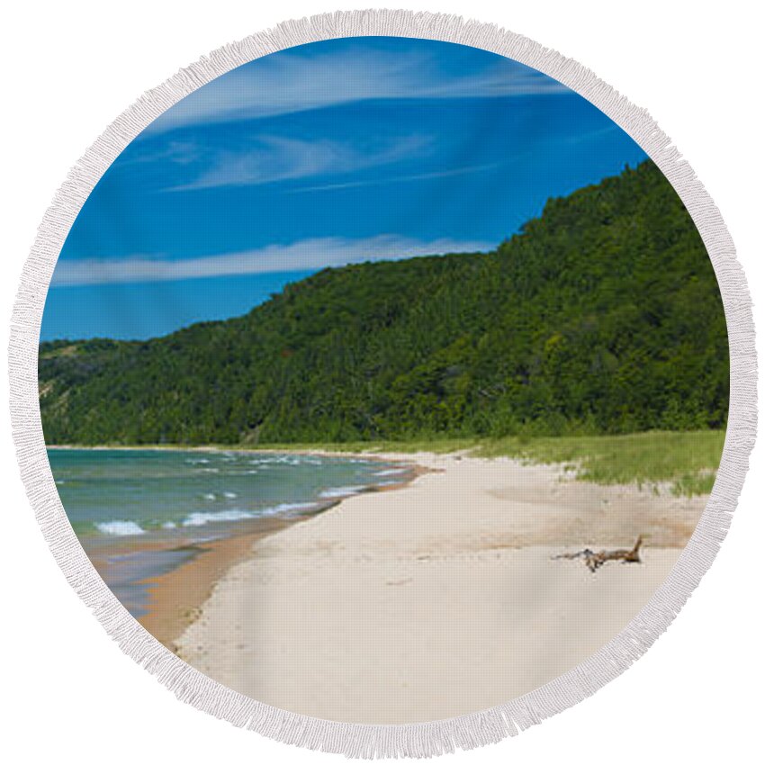 Clouds Round Beach Towel featuring the photograph Sleeping Bear Dunes National Lakeshore by Sebastian Musial
