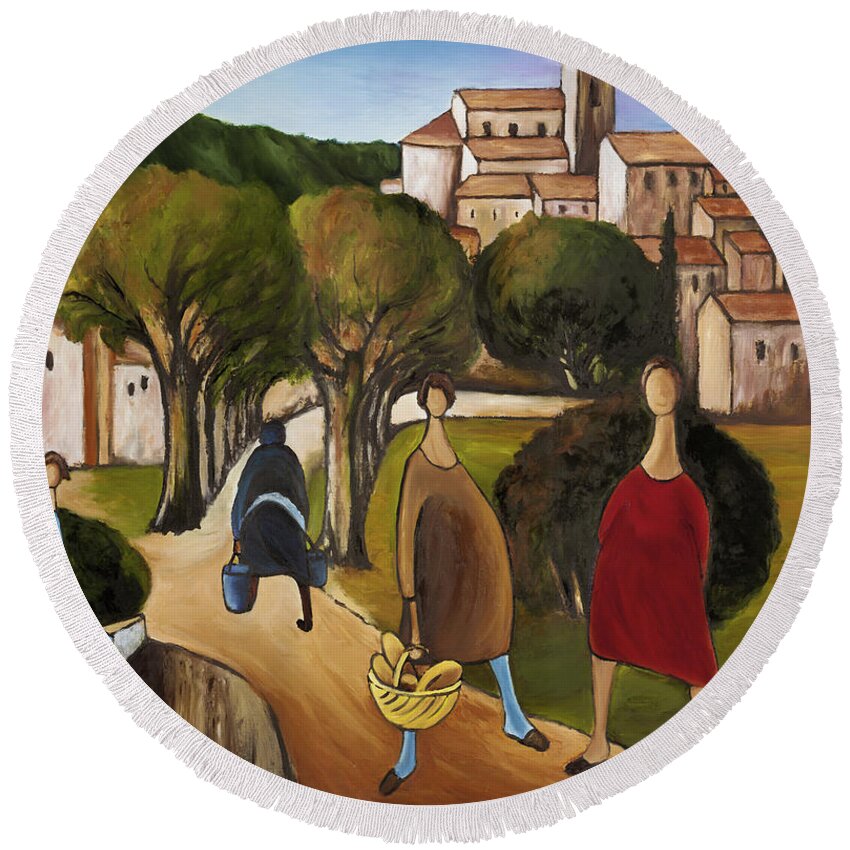 Le Provence Art Print Round Beach Towel featuring the painting Slice Of Life 2 Provence by William Cain