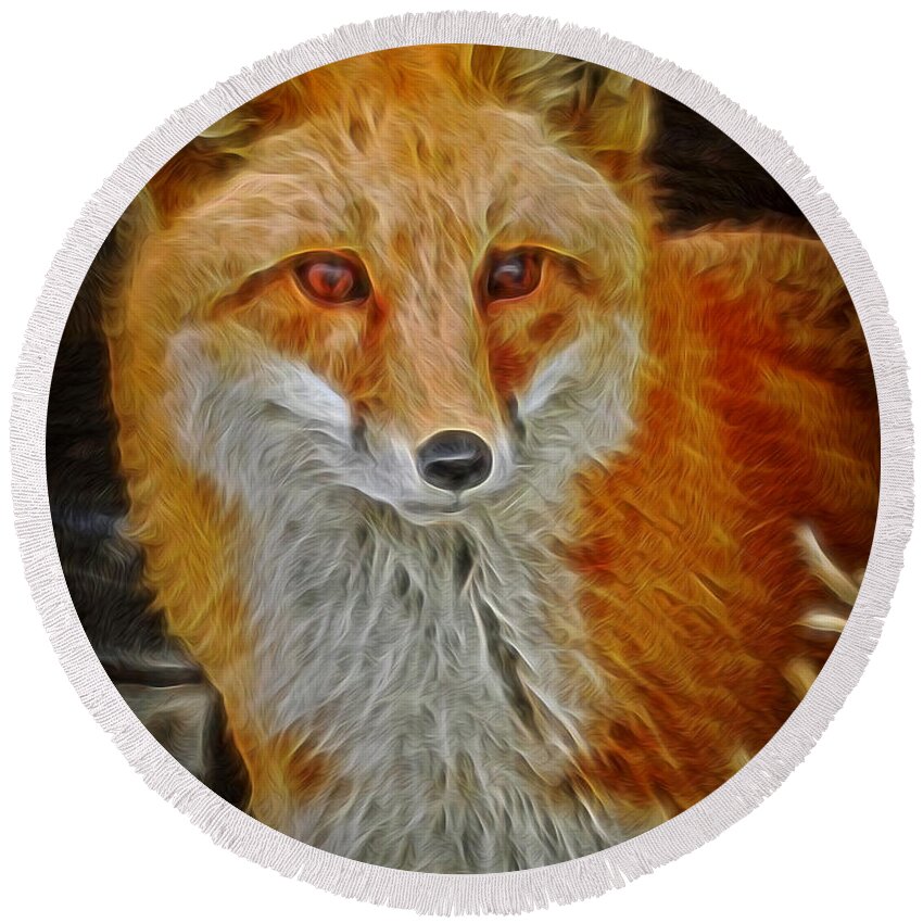 Red Fox Round Beach Towel featuring the digital art Sly Fox 2 by Ernest Echols