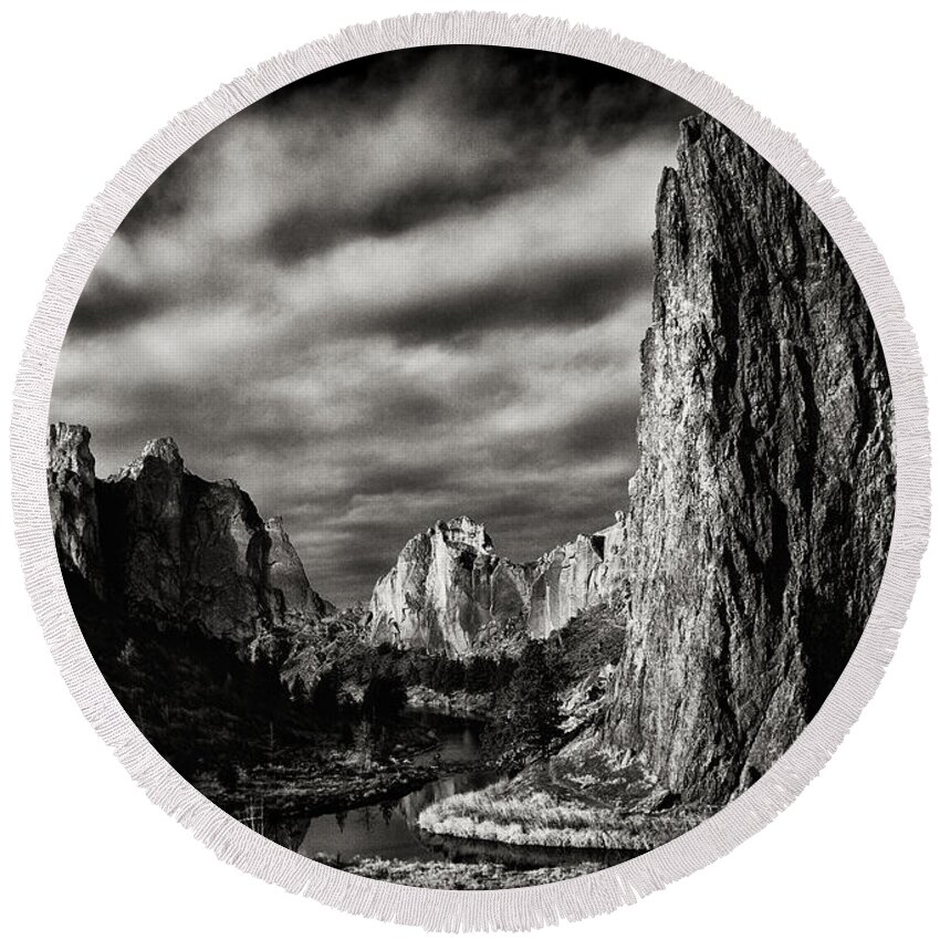 Smith Rock Round Beach Towel featuring the photograph Smith Rock State Park 1 by Robert Woodward