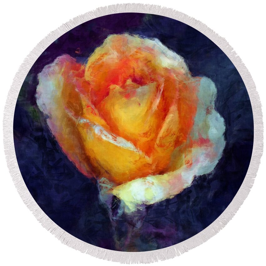Rose Round Beach Towel featuring the painting Smoke and Flame by RC DeWinter
