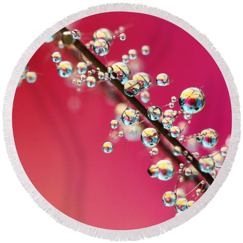 Pink Round Beach Towel featuring the photograph Smoking Pink Drops II by Sharon Johnstone