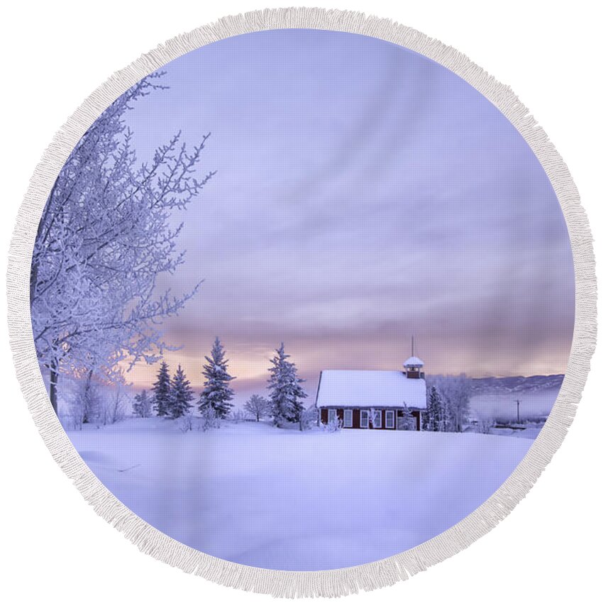 Colorado Round Beach Towel featuring the photograph Snow Day by Kristal Kraft