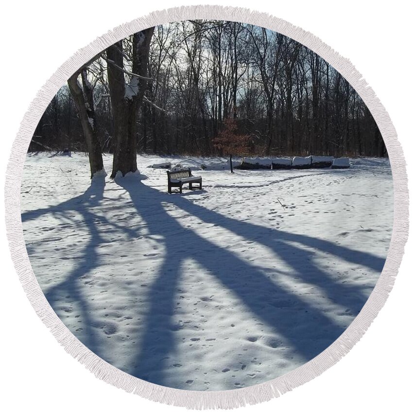 Snow Round Beach Towel featuring the photograph Solitude by Eric Switzer