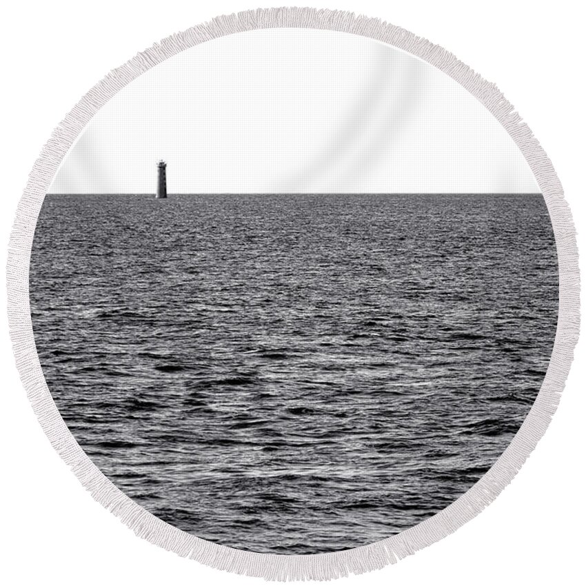 Lighthouse Round Beach Towel featuring the photograph Solitude by Olivier Le Queinec