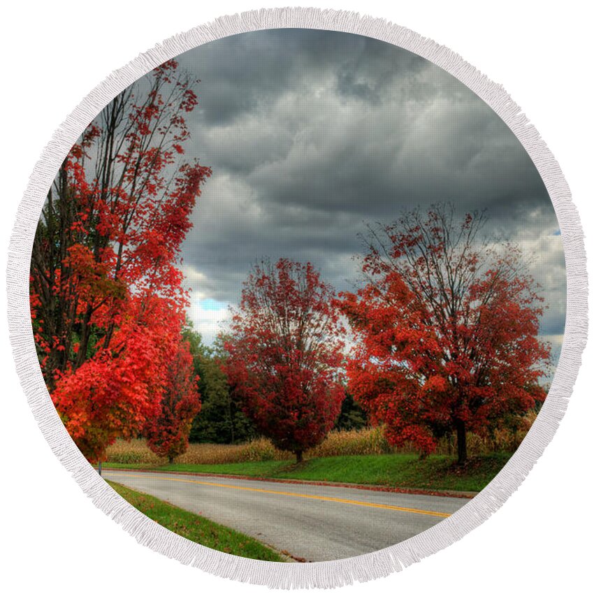 Trees Round Beach Towel featuring the photograph Some fall Colors by Mark Dodd