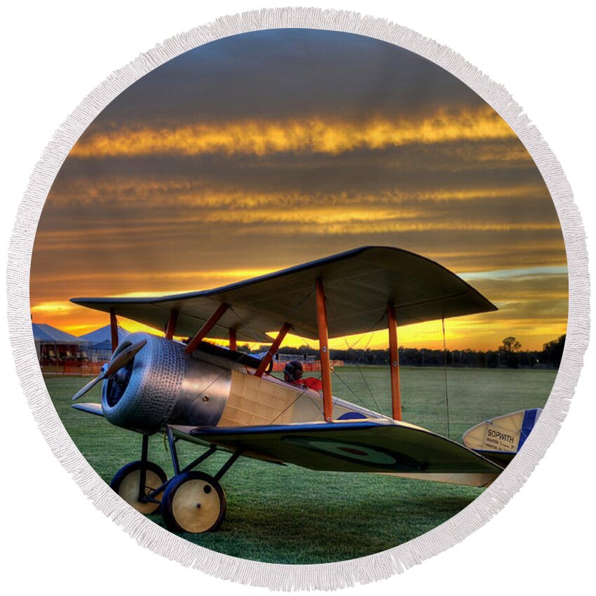 Sopwith Round Beach Towel featuring the photograph Sopwith Sunset by David Hart