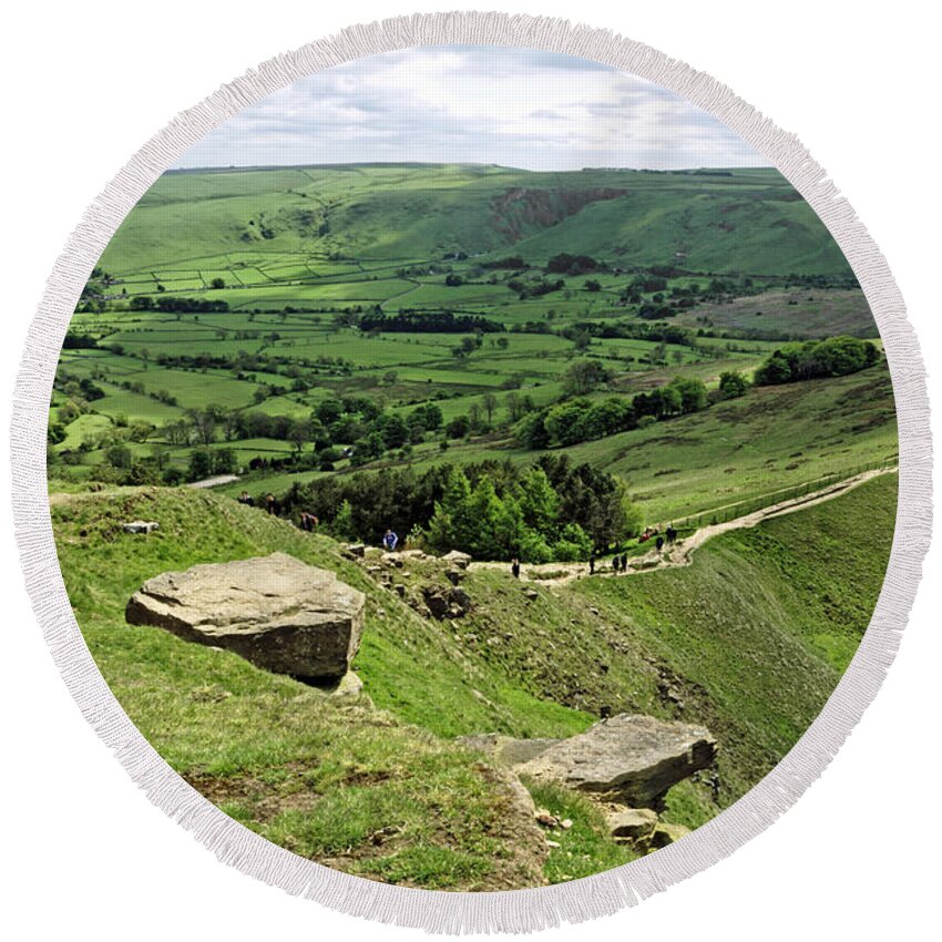 Britain Round Beach Towel featuring the photograph South from the Summit of Back Tor by Rod Johnson